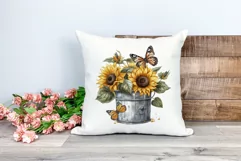 Sunflowers in Bucket Watercolor PNG for Sublimation Product Image 2