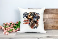 Patriotic Dachshund Dog Watercolor ClipArt, PNG Sublimation Product Image 2