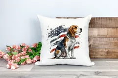 Patriotic Beagle Dog Watercolor Clip Art, PNG Sublimation Product Image 2