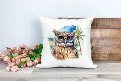 Summer Vibes Owl Watercolor PNG Clipart for Sublimation Product Image 2