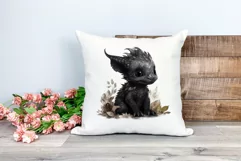 Cute Black Baby Dragon Clipart PNG for Sublimation Product Image 2