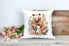 Watercolor Mother and Baby Bear PNG for Sublimation Product Image 2