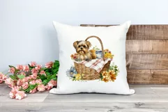 Spring Morkie Dog Breed Watercolor Clipart PNG Sublimation Product Image 2