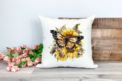 Watercolor Butterfly and Sunflowers PNG for Sublimation Product Image 2