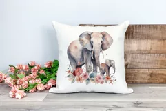 Watercolor Mother and Baby Elephant PNG for Sublimation Product Image 2