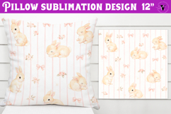 Spring Pillow sublimation | Spring bunny &amp; flowers pattern Product Image 1