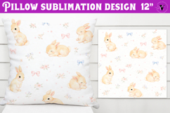 Spring Pillow sublimation | Spring bunny &amp; flowers pattern Product Image 1