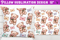 Spring Pillow sublimation | Spring bear &amp; heart pattern Product Image 1