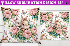 Spring Pillow sublimation | Spring bunny &amp; flowers pattern Product Image 1
