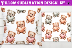 Spring Pillow sublimation | Spring bear &amp; heart pattern Product Image 1