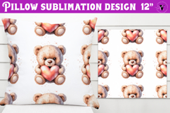 Spring Pillow sublimation | Spring bear &amp; heart pattern Product Image 1