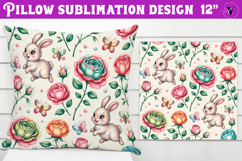 Spring Pillow sublimation | Spring bunny &amp; flowers pattern Product Image 1