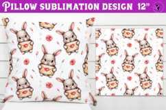 Spring Pillow sublimation | Spring bunny &amp; flowers pattern Product Image 1