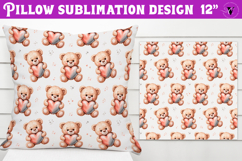 Spring Pillow sublimation | Spring bear &amp; heart pattern Product Image 1