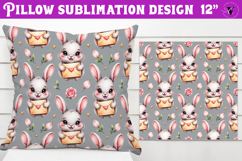 Spring Pillow sublimation | Spring bunny &amp; flowers pattern Product Image 1