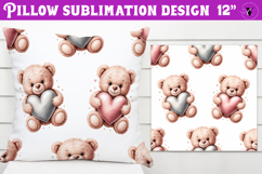 Spring Pillow sublimation | Spring bear &amp; heart pattern Product Image 1