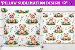 Spring Pillow sublimation | Spring bear &amp; heart pattern Product Image 1