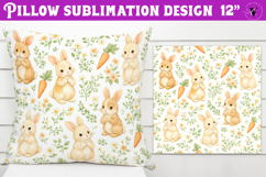 Spring Pillow sublimation | Spring bunny &amp; flowers pattern Product Image 1
