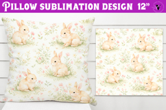 Spring Pillow sublimation | Spring bunny &amp; flowers pattern Product Image 1