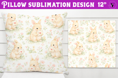 Spring Pillow sublimation | Spring bunny &amp; flowers pattern Product Image 1