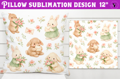 Spring Pillow sublimation | Spring bunny &amp; flowers pattern Product Image 1