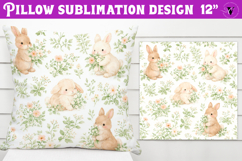 Spring Pillow sublimation | Spring bunny &amp; flowers pattern Product Image 1
