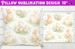 Spring Pillow sublimation | Spring bunny &amp; flowers pattern Product Image 1
