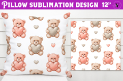 Spring Pillow sublimation | Spring bear &amp; heart pattern Product Image 1
