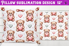 Spring Pillow sublimation | Spring bear &amp; heart pattern Product Image 1