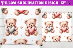 Spring Pillow sublimation | Spring bear &amp; heart pattern Product Image 1
