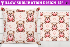 Spring Pillow sublimation | Spring bear &amp; heart pattern Product Image 1