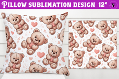 Spring Pillow sublimation | Spring bear &amp; heart pattern Product Image 1