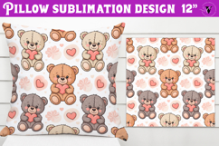 Spring Pillow sublimation | Spring bear &amp; heart pattern Product Image 1