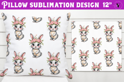 Spring Pillow sublimation | Spring bunny &amp; flowers pattern Product Image 1