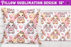 Spring Pillow sublimation | Spring bunny &amp; flowers pattern Product Image 1