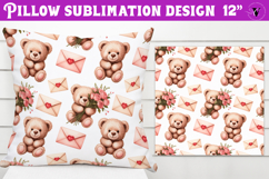 Spring Pillow sublimation | Spring bear &amp; heart pattern Product Image 1