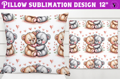 Spring Pillow sublimation | Spring bear &amp; heart pattern Product Image 1