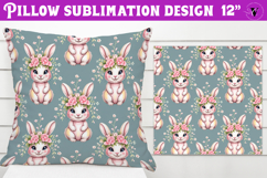 Spring Pillow sublimation | Spring bunny &amp; flowers pattern Product Image 1
