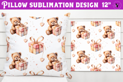 Spring Pillow sublimation | Spring bear &amp; heart pattern Product Image 1