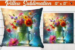 Pillow sublimation | Flowers in Glass Jar Product Image 1