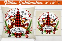 Pillow sublimation | Buffalo Plaid | Reindeer Product Image 1
