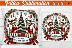 Pillow sublimation | Buffalo Plaid | Reindeer Product Image 1