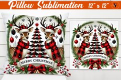 Pillow sublimation | Buffalo Plaid | Reindeer Product Image 1