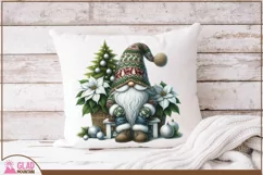 Christmas Gnome png, Christmas Gnome poinsettia sublimation Product Image 4