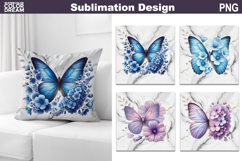 Butterfly Flowers Pillow | Butterfly Floral Sublimation Product Image 1