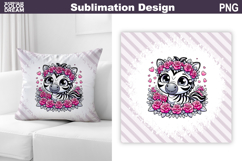 Cute Zebra Floral Pillow Design | Baby Zebra Sublimation Product Image 1