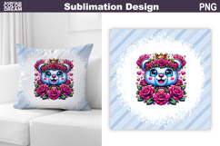 Cute Bear Floral Pillow Design | Baby Bear Sublimation Product Image 1