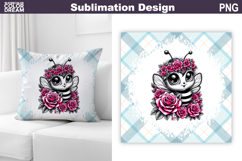 Cute Bee Floral Pillow Design | Baby Bee Sublimation Product Image 1