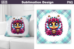 Cute Bee Floral Pillow Design | Baby Bee Sublimation Product Image 1