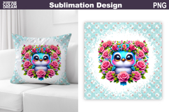 Cute Bird Floral Pillow Design | Bird Roses Sublimation Product Image 1